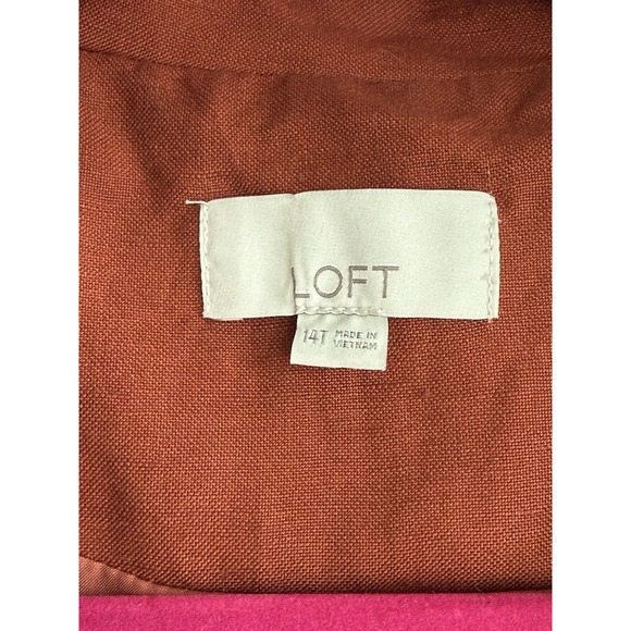 Loft Relaxed Lightweight Clay Linen Blend Blazer Coastal Casual Size 14T - Picture 3 of 4